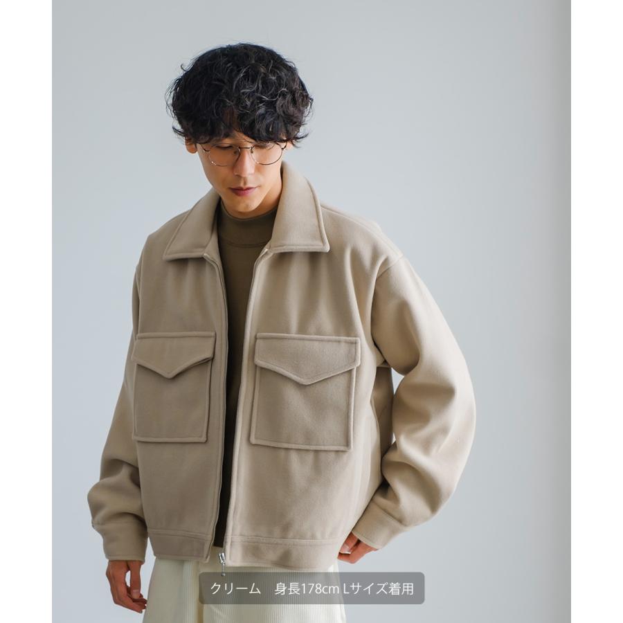 【セットアップ対応】メルトンスウィングトップ メンズ テックメルトン スイングトップ ブルゾン  ジャンパー ショート アウター 丈 暖かい 起毛 ゆったり | improves | 13