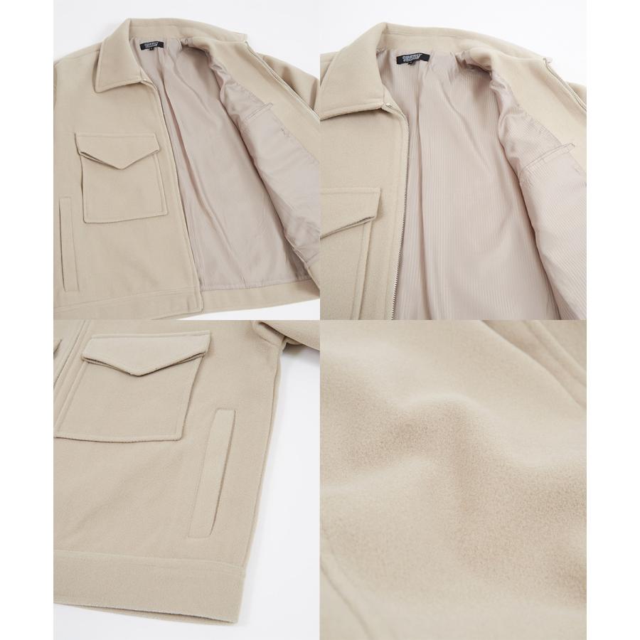 【セットアップ対応】メルトンスウィングトップ メンズ テックメルトン スイングトップ ブルゾン  ジャンパー ショート アウター 丈 暖かい 起毛 ゆったり | improves | 19