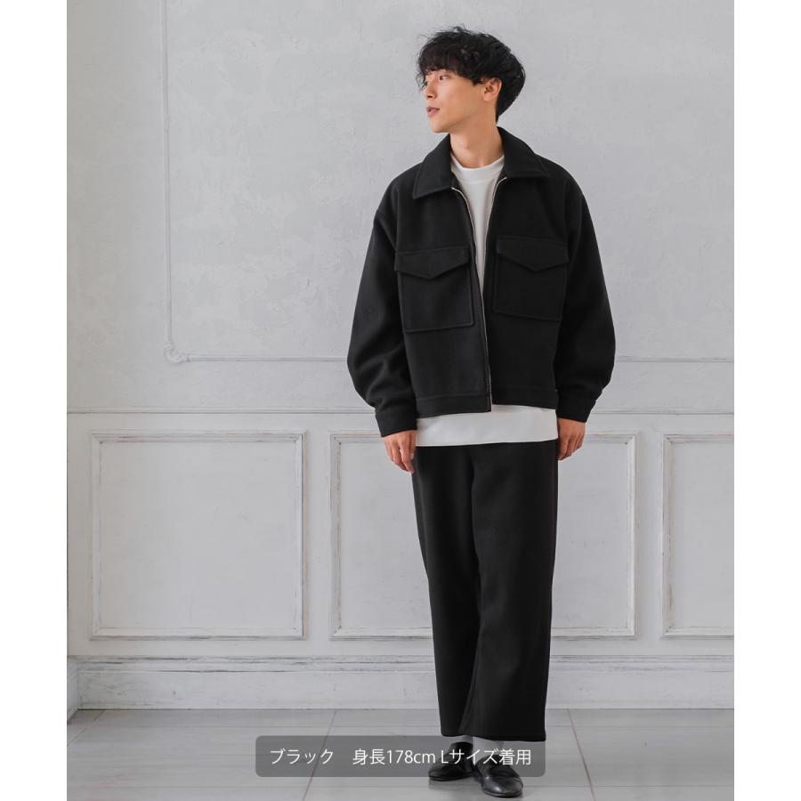 【セットアップ対応】メルトンスウィングトップ メンズ テックメルトン スイングトップ ブルゾン  ジャンパー ショート アウター 丈 暖かい 起毛 ゆったり | improves | 03