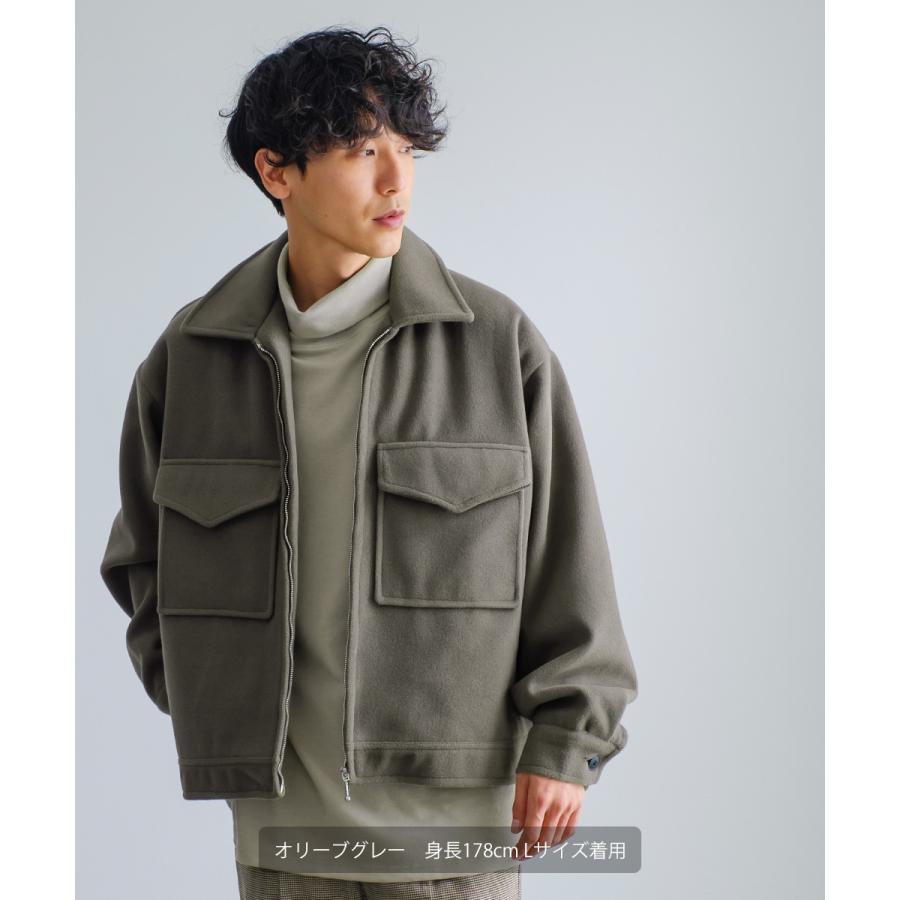 【セットアップ対応】メルトンスウィングトップ メンズ テックメルトン スイングトップ ブルゾン  ジャンパー ショート アウター 丈 暖かい 起毛 ゆったり | improves | 05