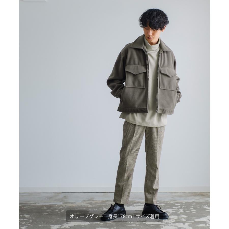 【セットアップ対応】メルトンスウィングトップ メンズ テックメルトン スイングトップ ブルゾン  ジャンパー ショート アウター 丈 暖かい 起毛 ゆったり | improves | 07