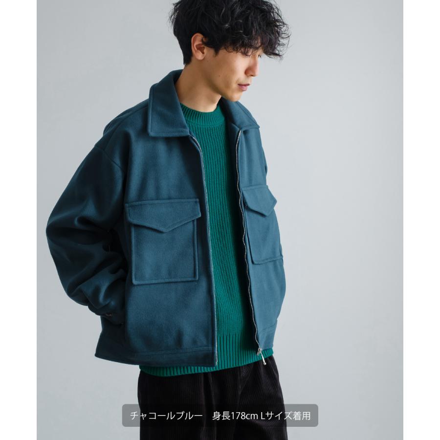【セットアップ対応】メルトンスウィングトップ メンズ テックメルトン スイングトップ ブルゾン  ジャンパー ショート アウター 丈 暖かい 起毛 ゆったり | improves | 09