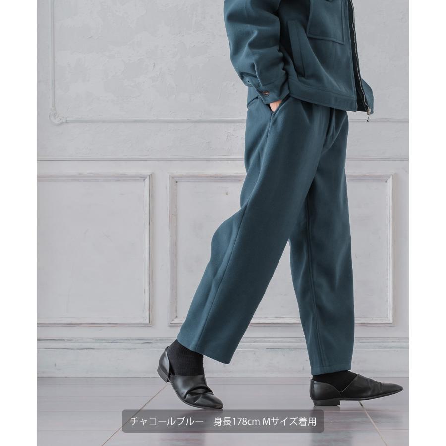 【セットアップ対応】メルトン1タックワイドパンツ メンズ テックメルトン ボトムス バギーパンツ イージーパンツ アンクル丈 暖かい 起毛 ゆったり | improves | 10