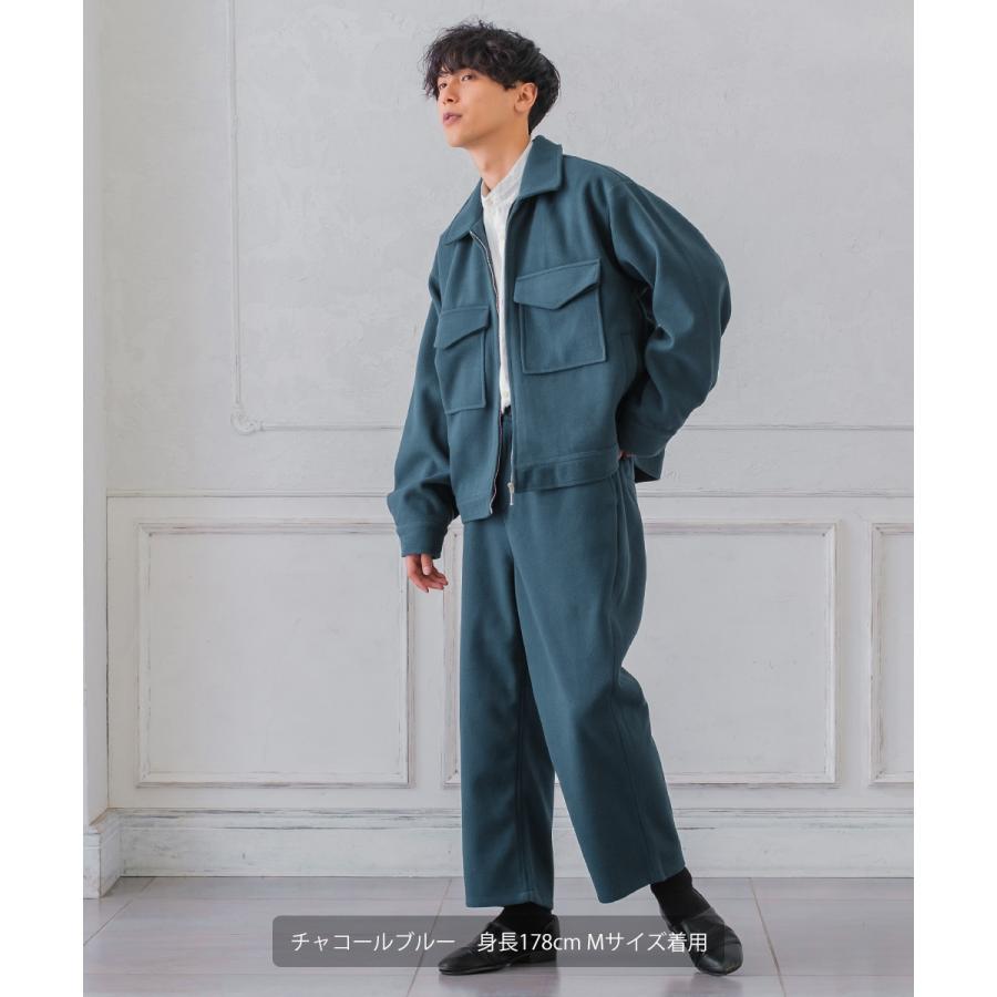 【セットアップ対応】メルトン1タックワイドパンツ メンズ テックメルトン ボトムス バギーパンツ イージーパンツ アンクル丈 暖かい 起毛 ゆったり | improves | 12