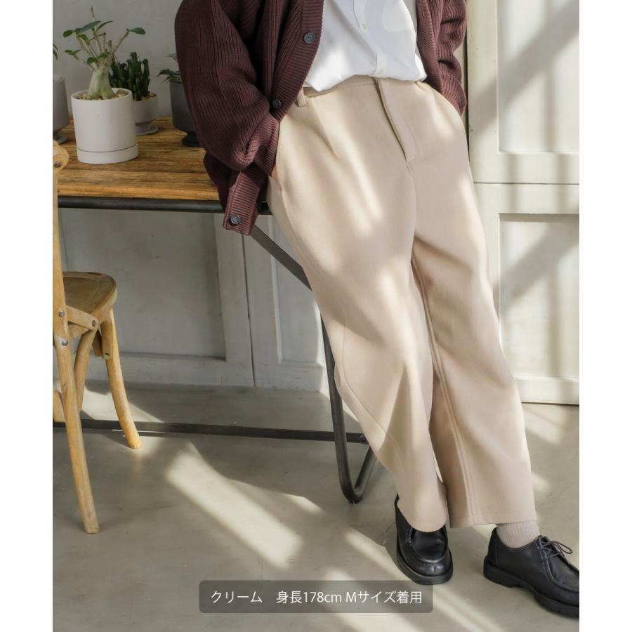 【セットアップ対応】メルトン1タックワイドパンツ メンズ テックメルトン ボトムス バギーパンツ イージーパンツ アンクル丈 暖かい 起毛 ゆったり | improves | 13