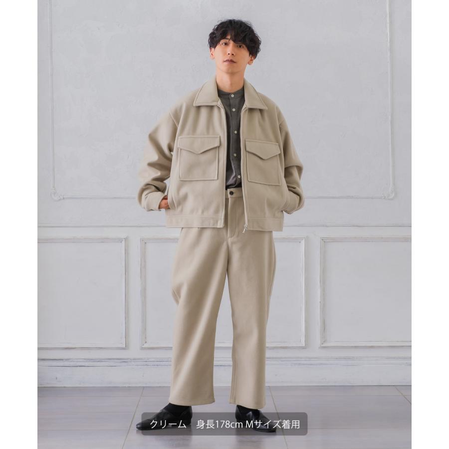 【セットアップ対応】メルトン1タックワイドパンツ メンズ テックメルトン ボトムス バギーパンツ イージーパンツ アンクル丈 暖かい 起毛 ゆったり | improves | 16
