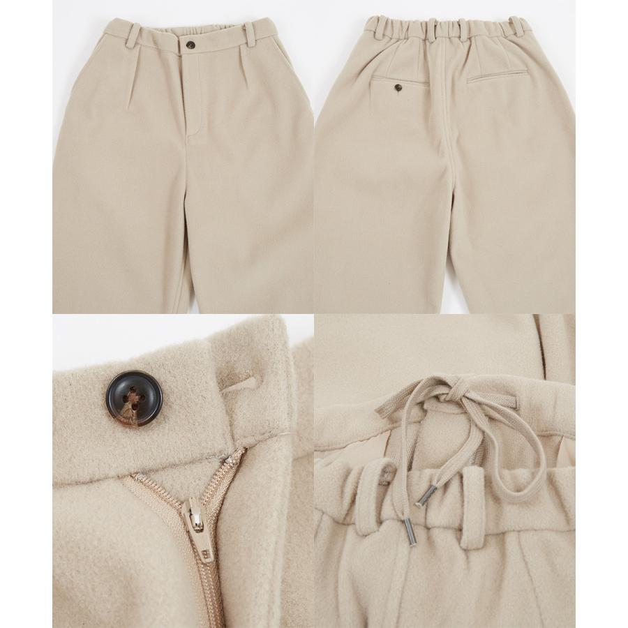 【セットアップ対応】メルトン1タックワイドパンツ メンズ テックメルトン ボトムス バギーパンツ イージーパンツ アンクル丈 暖かい 起毛 ゆったり | improves | 18