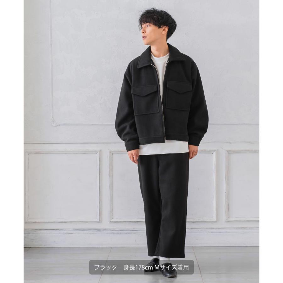 【セットアップ対応】メルトン1タックワイドパンツ メンズ テックメルトン ボトムス バギーパンツ イージーパンツ アンクル丈 暖かい 起毛 ゆったり | improves | 04