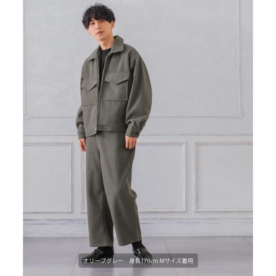 【セットアップ対応】メルトン1タックワイドパンツ メンズ テックメルトン ボトムス バギーパンツ イージーパンツ アンクル丈 暖かい 起毛 ゆったり | improves | 07