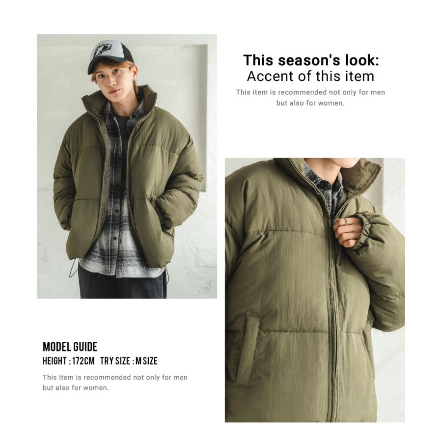 中綿スタンドダウンジャケット メンズ 撥水 コクーンシルエット 大きい