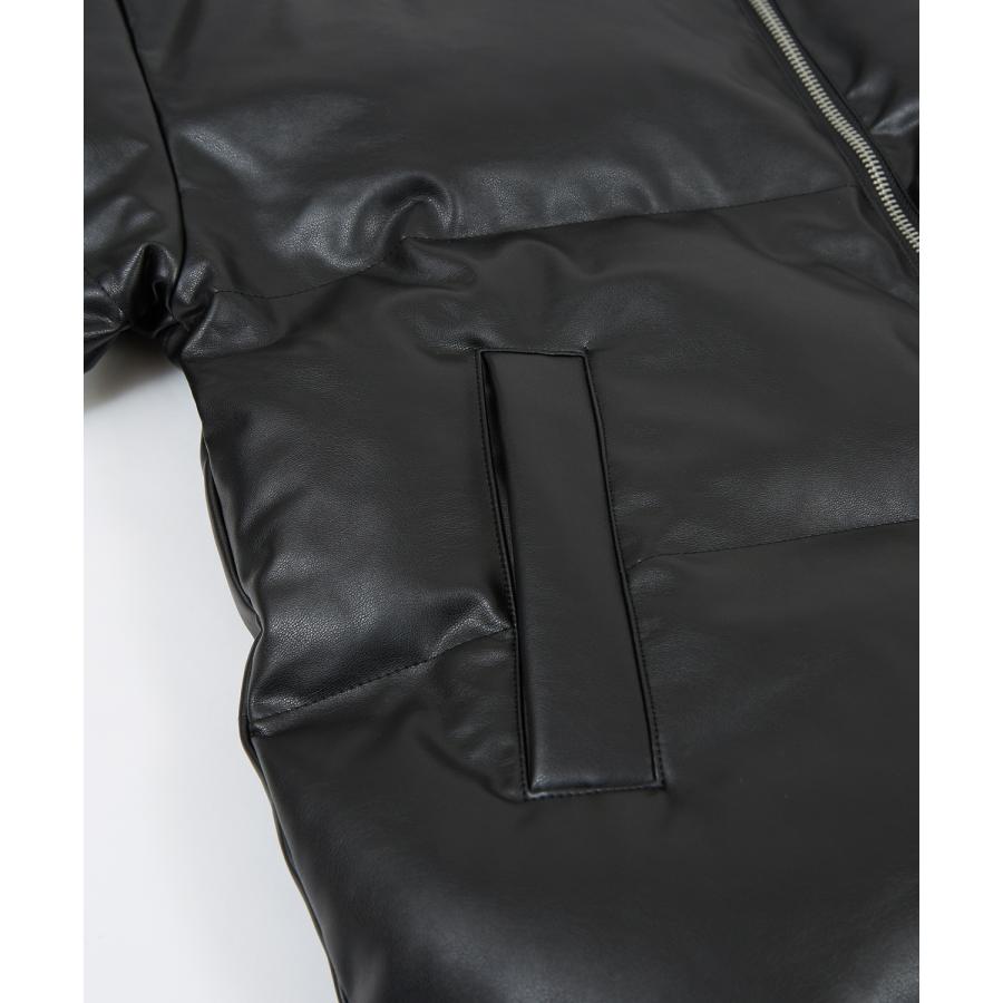 中綿スタンドレザーダウンジャケット メンズ コクーンシルエット 革 大きいサイズ ゆったり ビッグシルエット オーバーサイズ 韓国ファッション ストリート | improves | 11