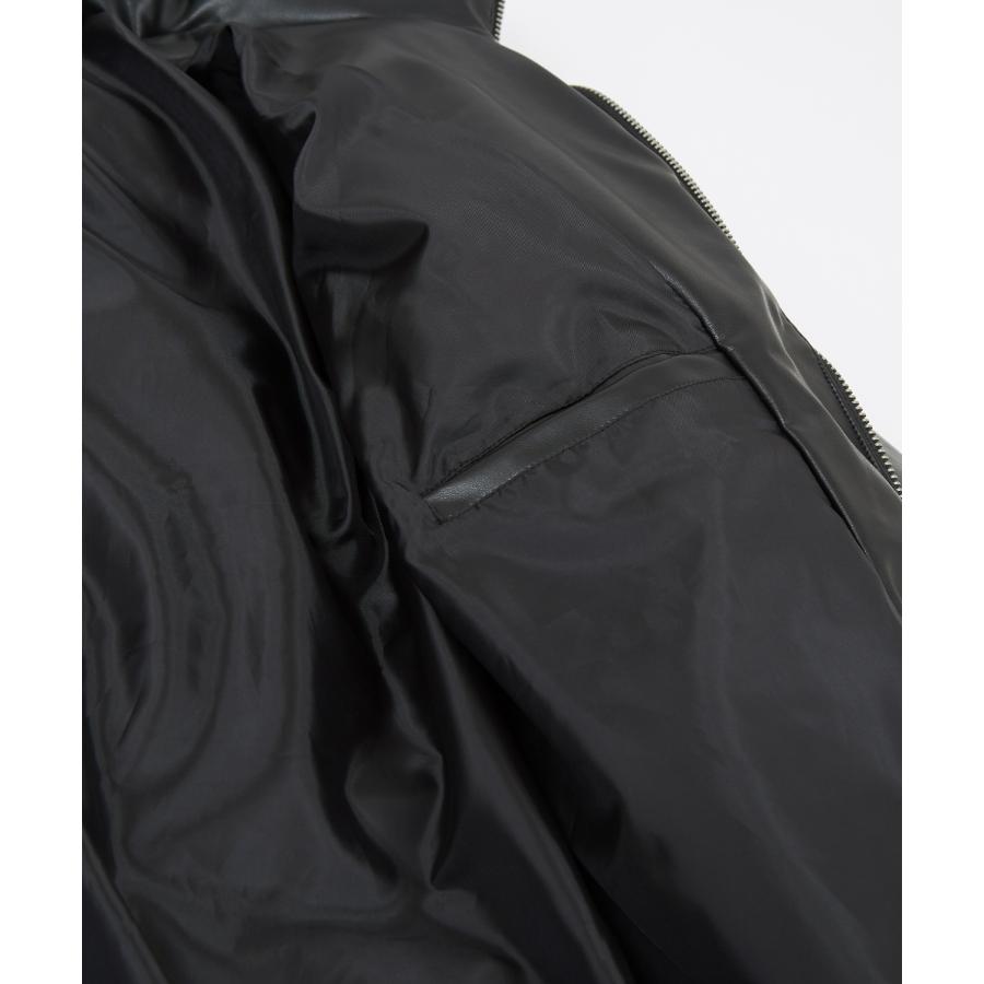 中綿スタンドレザーダウンジャケット メンズ コクーンシルエット 革 大きいサイズ ゆったり ビッグシルエット オーバーサイズ 韓国ファッション ストリート | improves | 13