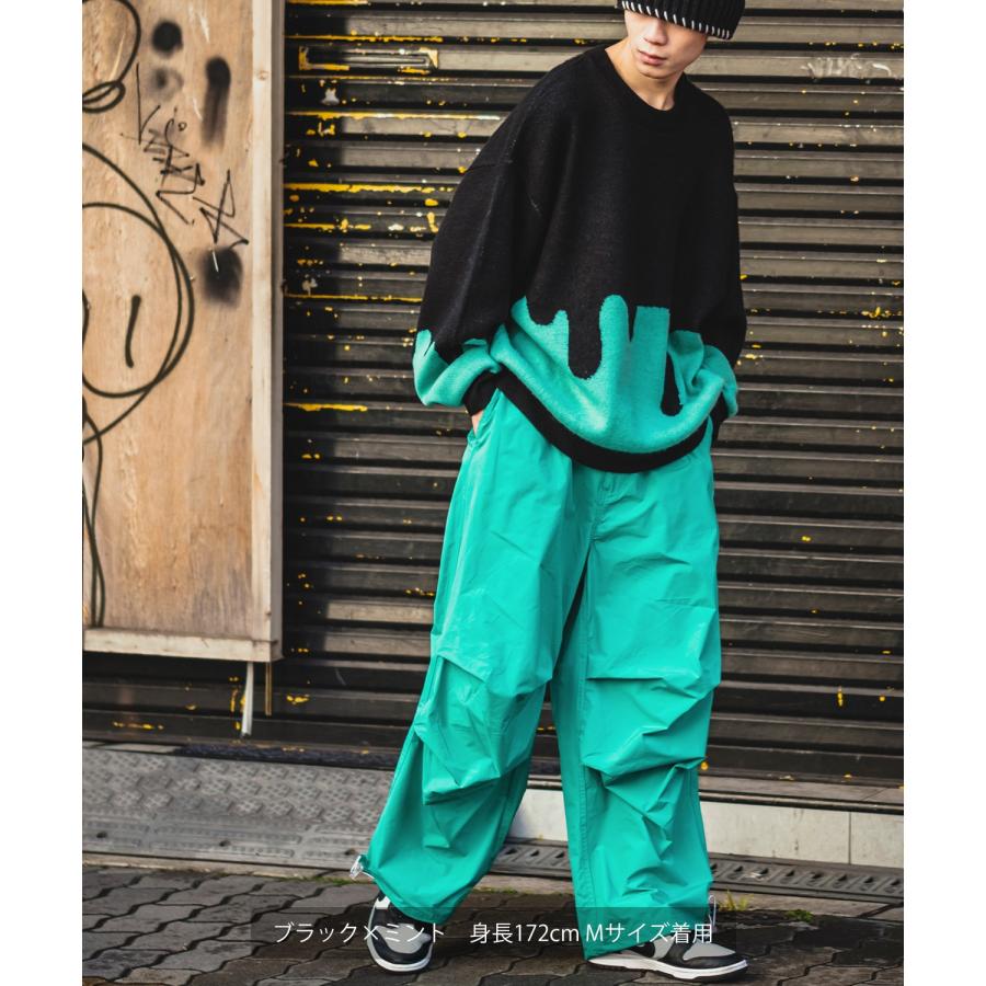 ニット セーター メンズ SIDEWAY STANCE サイドウェイスタンス モヘアタッチ 総柄 ドリップ柄 オーバーサイズ 大きめ アメカジ スケーター ストリート 韓国 | improves | 07