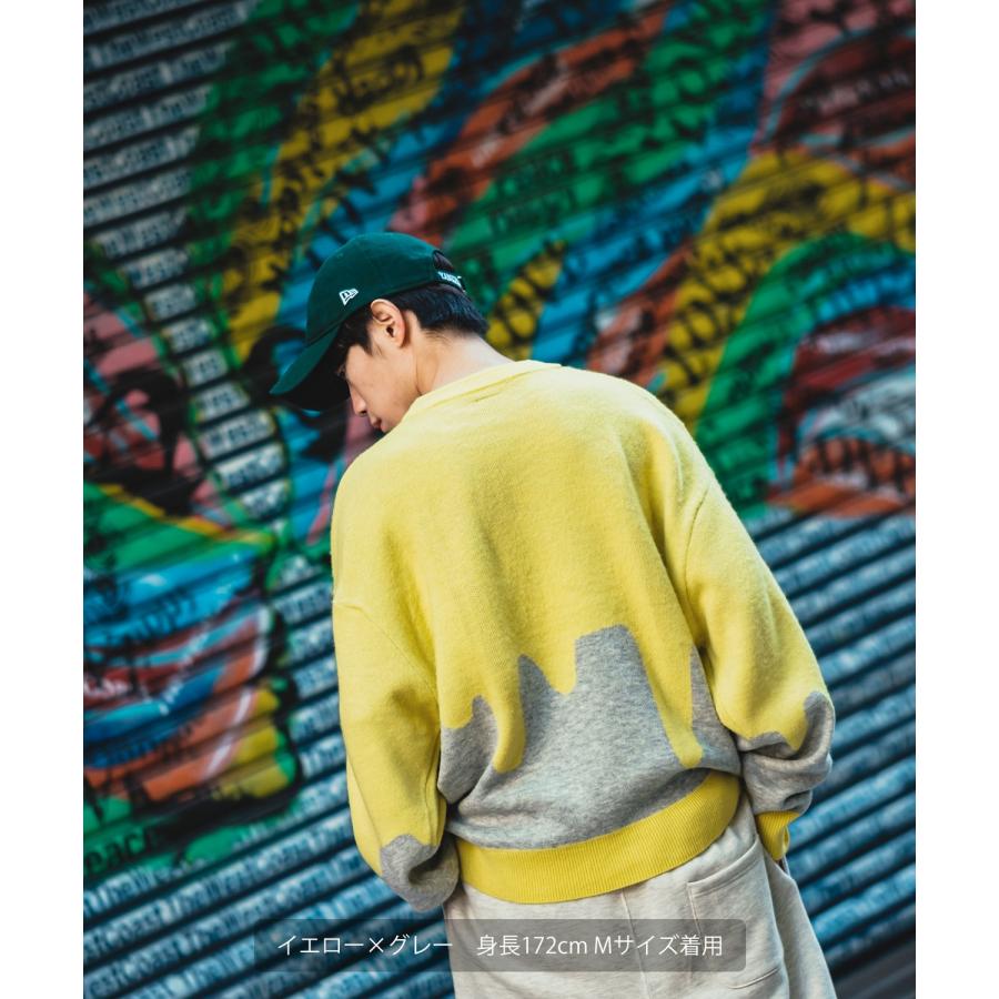 ニット セーター メンズ SIDEWAY STANCE サイドウェイスタンス モヘアタッチ 総柄 ドリップ柄 オーバーサイズ 大きめ アメカジ スケーター ストリート 韓国 | improves | 10