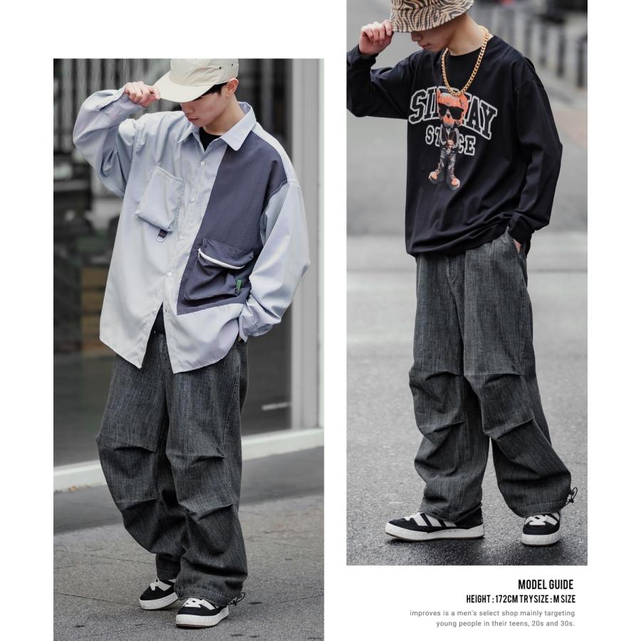 デニムパンツ メンズ SIDEWAY STANCE サイドウェイスタンス ジーンズ ワイドパンツ スノーパンツ イージーパンツ スラブデニム | improves | 19