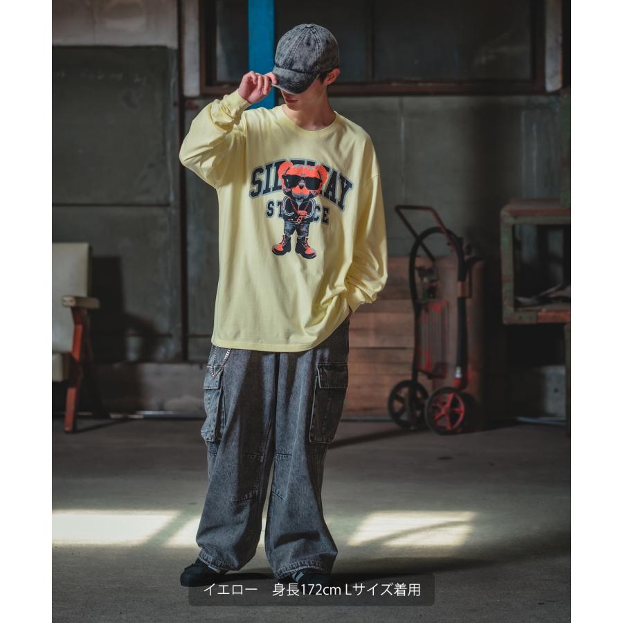 長袖Tシャツ メンズ SIDEWAY STANCE サイドウェイスタンス オリジナルプリント グラフィック ロンT クマ マスコット カレッジロゴ オーバーサイズ 大きめ | improves | 15