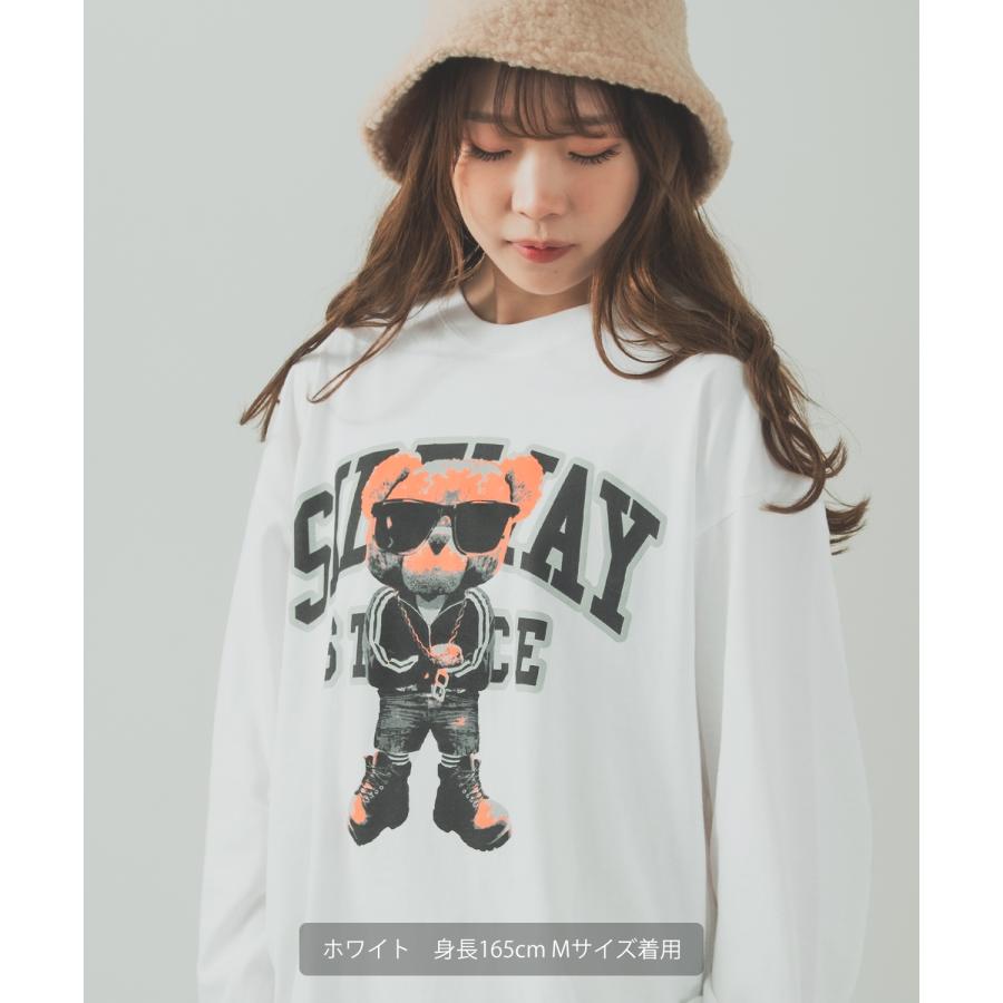 長袖Tシャツ メンズ SIDEWAY STANCE サイドウェイスタンス オリジナルプリント グラフィック ロンT クマ マスコット カレッジロゴ オーバーサイズ 大きめ | improves | 16