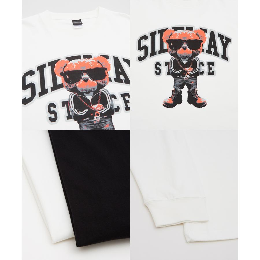 長袖Tシャツ メンズ SIDEWAY STANCE サイドウェイスタンス オリジナルプリント グラフィック ロンT クマ マスコット カレッジロゴ オーバーサイズ 大きめ | improves | 23