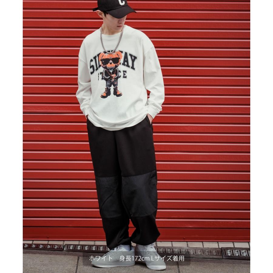 長袖Tシャツ メンズ SIDEWAY STANCE サイドウェイスタンス オリジナルプリント グラフィック ロンT クマ マスコット カレッジロゴ オーバーサイズ 大きめ | improves | 05