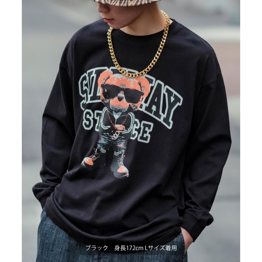 長袖Tシャツ メンズ SIDEWAY STANCE サイドウェイスタンス オリジナルプリント グラフィック ロンT クマ マスコット カレッジロゴ オーバーサイズ 大きめ | improves | 06