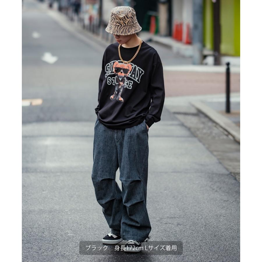 長袖Tシャツ メンズ SIDEWAY STANCE サイドウェイスタンス オリジナルプリント グラフィック ロンT クマ マスコット カレッジロゴ オーバーサイズ 大きめ | improves | 08