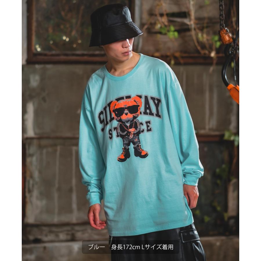 長袖Tシャツ メンズ SIDEWAY STANCE サイドウェイスタンス オリジナルプリント グラフィック ロンT クマ マスコット カレッジロゴ オーバーサイズ 大きめ | improves | 09