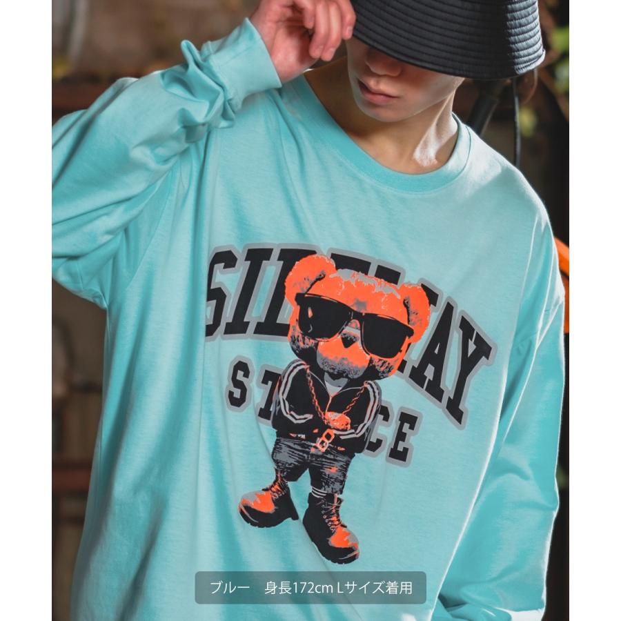 長袖Tシャツ メンズ SIDEWAY STANCE サイドウェイスタンス オリジナルプリント グラフィック ロンT クマ マスコット カレッジロゴ オーバーサイズ 大きめ | improves | 10