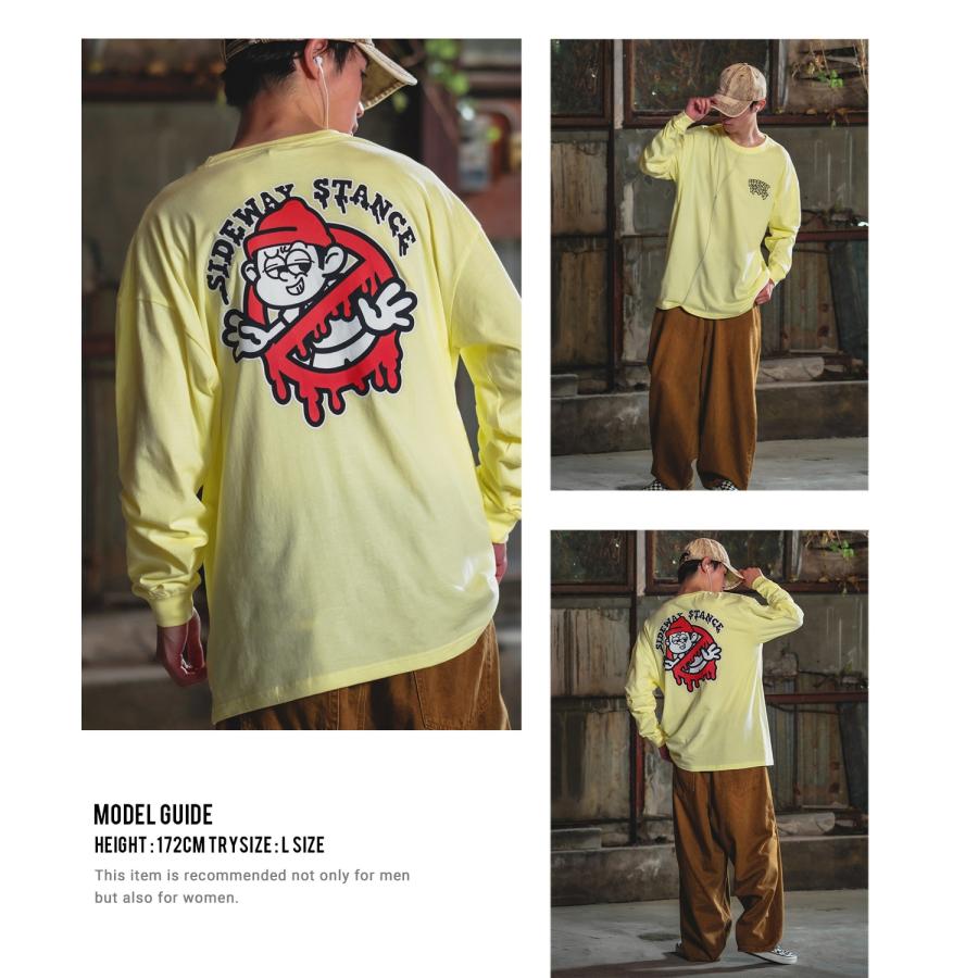長袖Tシャツ メンズ SIDEWAY STANCE サイドウェイスタンス オリジナルプリント グラフィック バックプリント ロンT 通行止め オーバーサイズ 大きめ | improves | 20