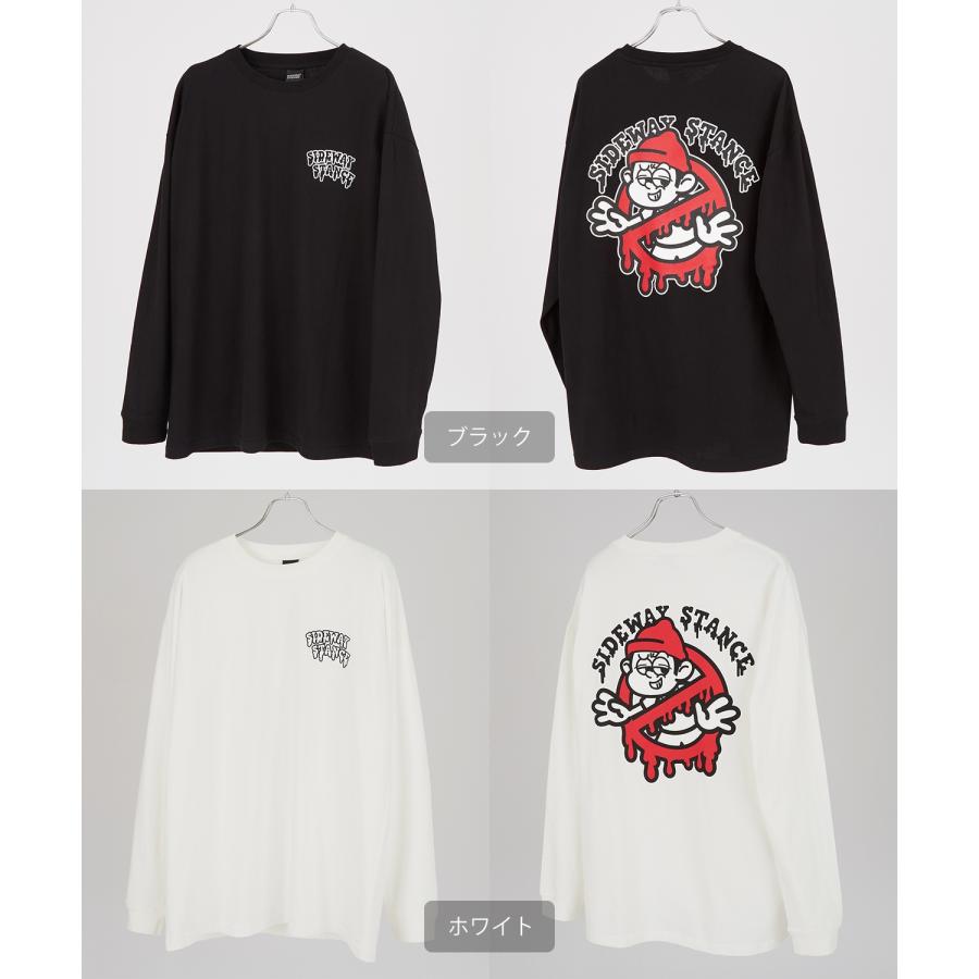 長袖Tシャツ メンズ SIDEWAY STANCE サイドウェイスタンス オリジナルプリント グラフィック バックプリント ロンT 通行止め オーバーサイズ 大きめ | improves | 21