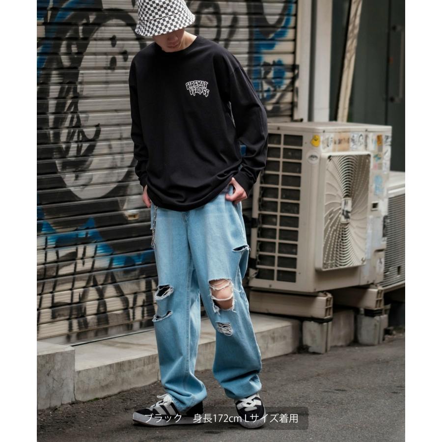 長袖Tシャツ メンズ SIDEWAY STANCE サイドウェイスタンス オリジナルプリント グラフィック バックプリント ロンT 通行止め オーバーサイズ 大きめ | improves | 15