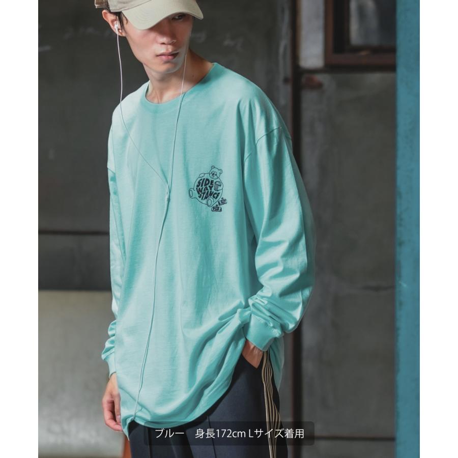 長袖Tシャツ メンズ SIDEWAY STANCE サイドウェイスタンス オリジナルプリント グラフィック バックプリント ロンT スケボー クマ オーバーサイズ 大きめ | improves | 14