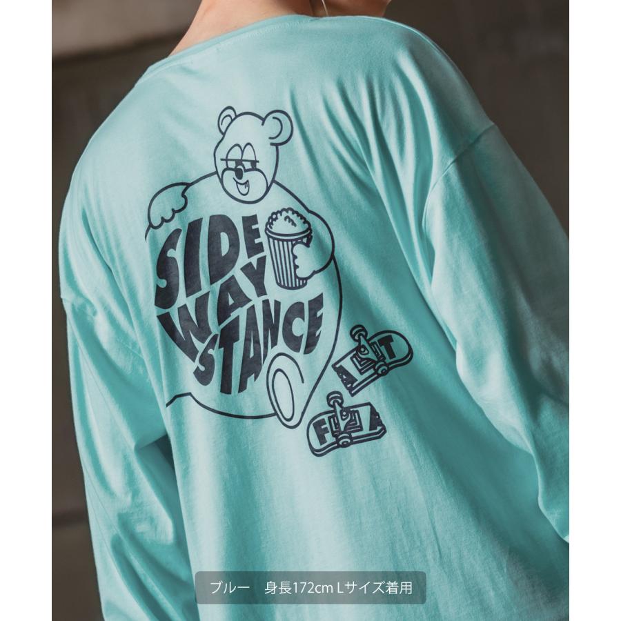 長袖Tシャツ メンズ SIDEWAY STANCE サイドウェイスタンス オリジナルプリント グラフィック バックプリント ロンT スケボー クマ オーバーサイズ 大きめ | improves | 16