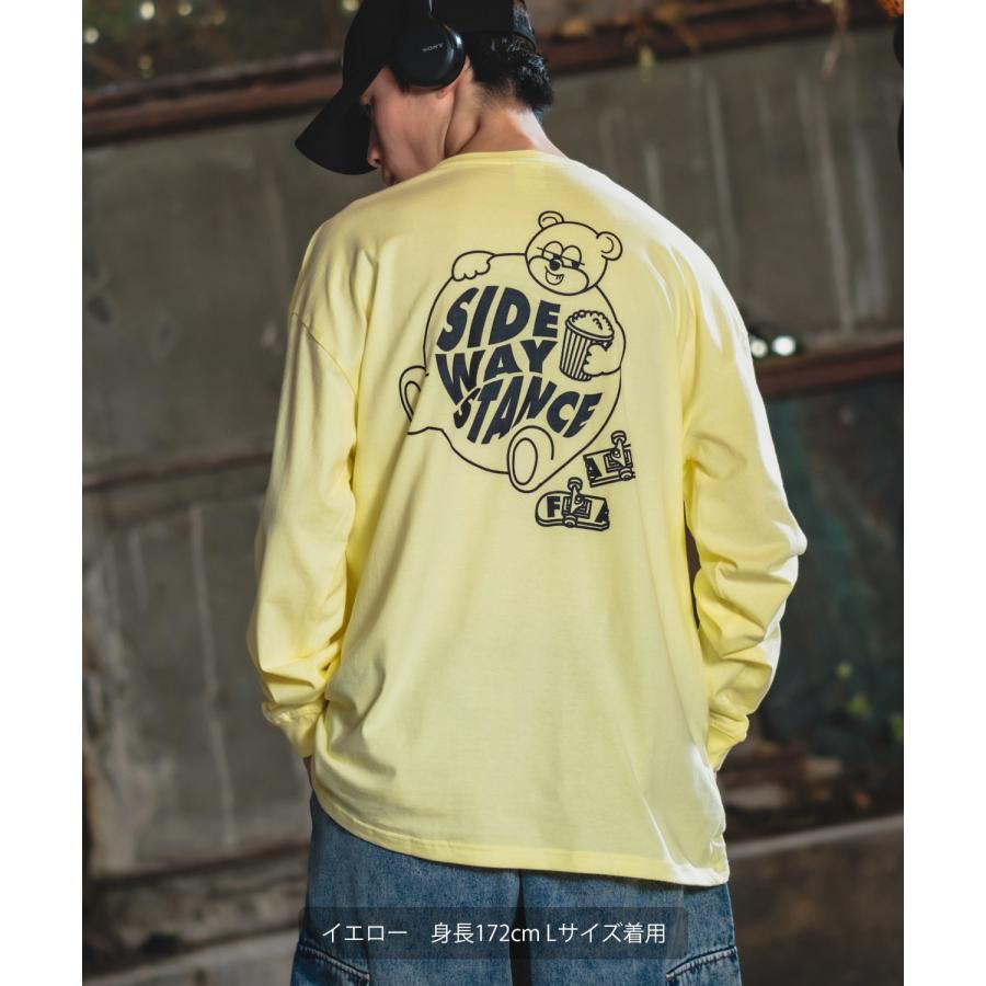 長袖Tシャツ メンズ SIDEWAY STANCE サイドウェイスタンス オリジナルプリント グラフィック バックプリント ロンT スケボー クマ オーバーサイズ 大きめ | improves | 19