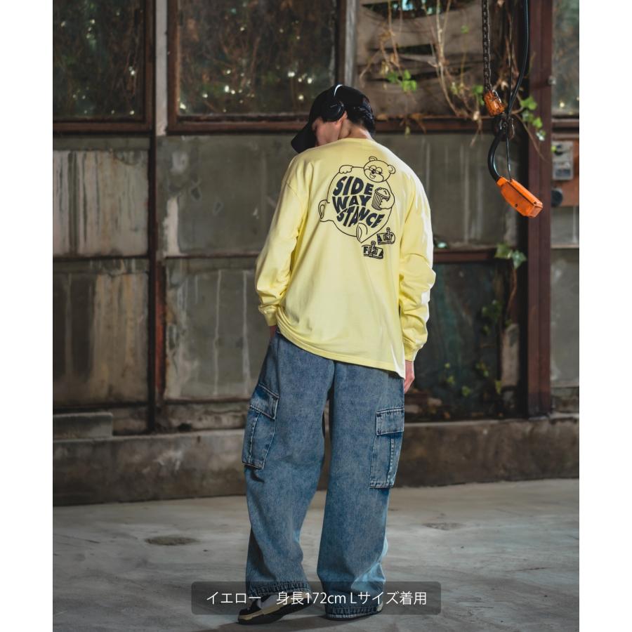 長袖Tシャツ メンズ SIDEWAY STANCE サイドウェイスタンス オリジナルプリント グラフィック バックプリント ロンT スケボー クマ オーバーサイズ 大きめ | improves | 20