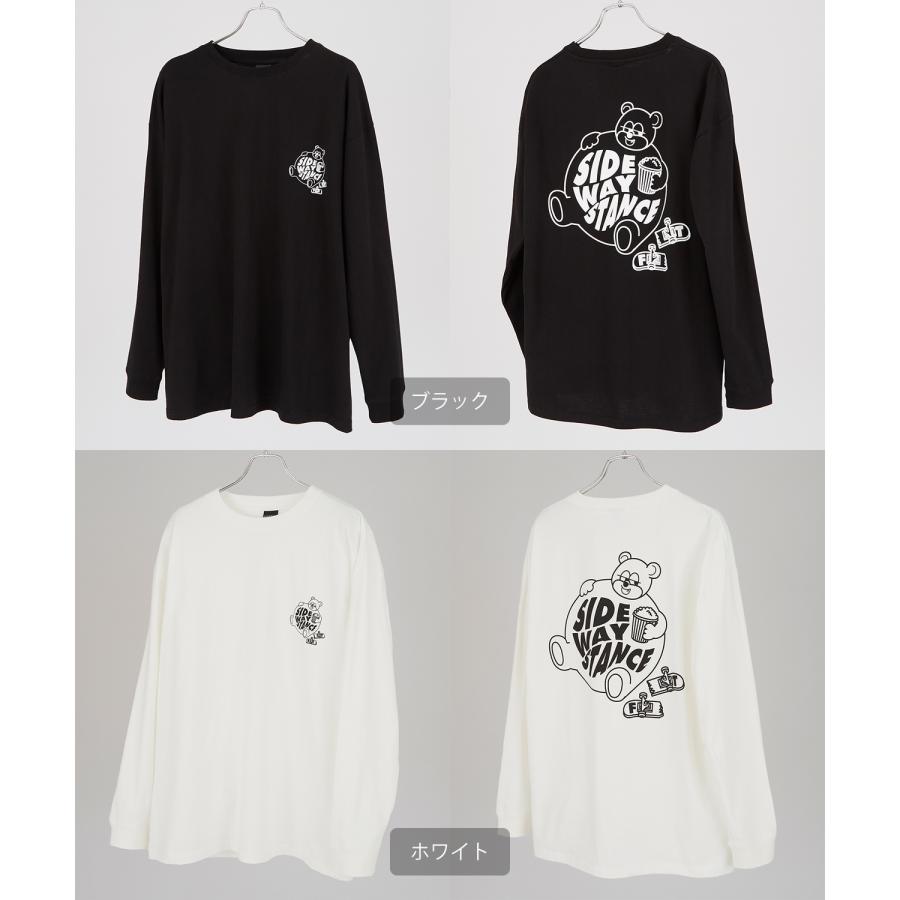 長袖Tシャツ メンズ SIDEWAY STANCE サイドウェイスタンス オリジナルプリント グラフィック バックプリント ロンT スケボー クマ オーバーサイズ 大きめ | improves | 21
