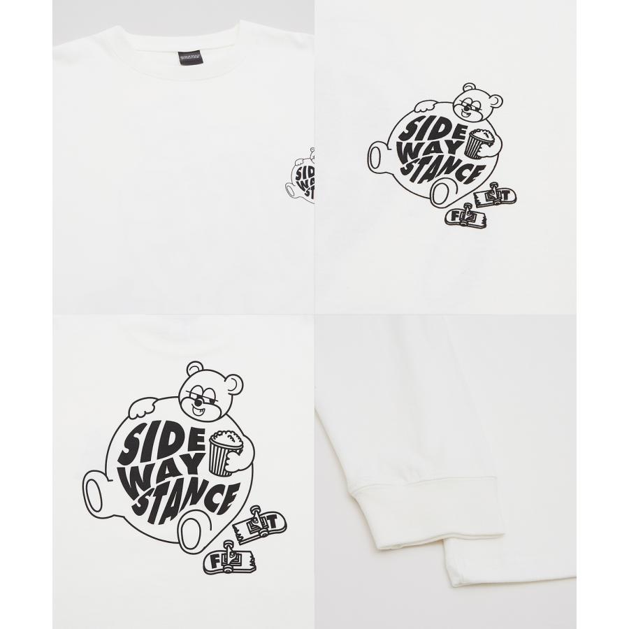 長袖Tシャツ メンズ SIDEWAY STANCE サイドウェイスタンス オリジナルプリント グラフィック バックプリント ロンT スケボー クマ オーバーサイズ 大きめ | improves | 23