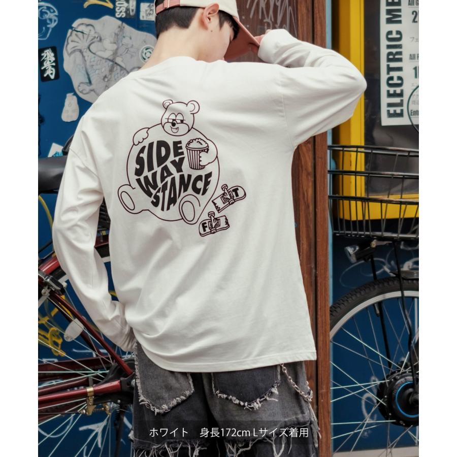 長袖Tシャツ メンズ SIDEWAY STANCE サイドウェイスタンス オリジナルプリント グラフィック バックプリント ロンT スケボー クマ オーバーサイズ 大きめ | improves | 07