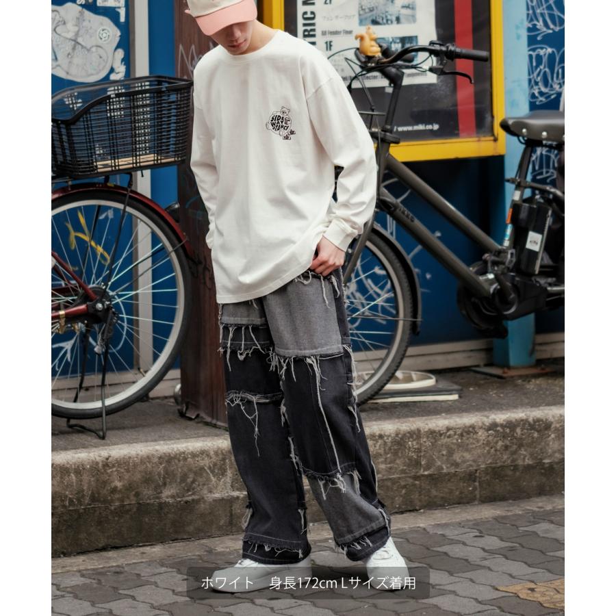 長袖Tシャツ メンズ SIDEWAY STANCE サイドウェイスタンス オリジナルプリント グラフィック バックプリント ロンT スケボー クマ オーバーサイズ 大きめ | improves | 08