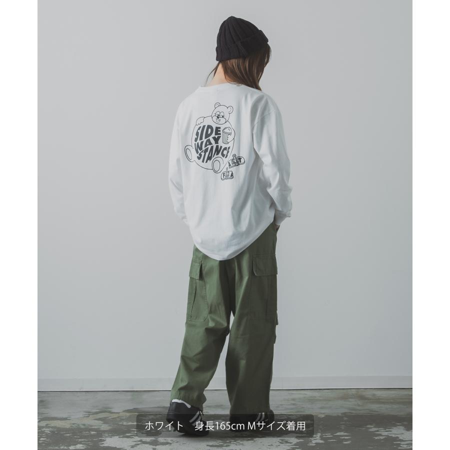 長袖Tシャツ メンズ SIDEWAY STANCE サイドウェイスタンス オリジナルプリント グラフィック バックプリント ロンT スケボー クマ オーバーサイズ 大きめ | improves | 10