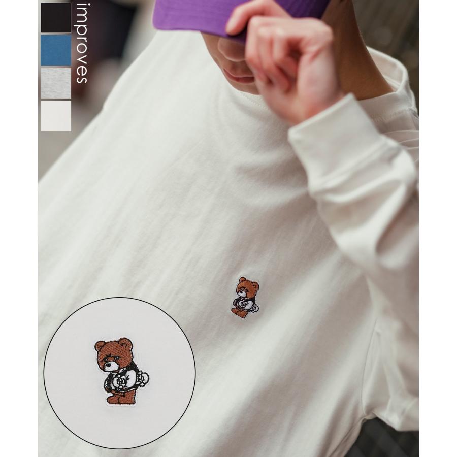 長袖Tシャツ メンズ SIDEWAY STANCE サイドウェイスタンス オリジナル ワンポイント 刺しゅう ロンT カットソー スケータークマ 大きめ アメカジ カジュアル | improves