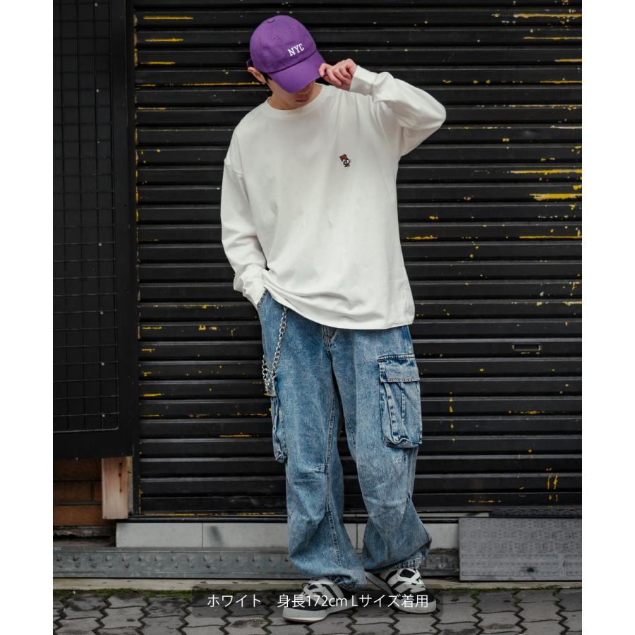 長袖Tシャツ メンズ SIDEWAY STANCE サイドウェイスタンス オリジナル ワンポイント 刺しゅう ロンT カットソー スケータークマ 大きめ アメカジ カジュアル | improves | 06