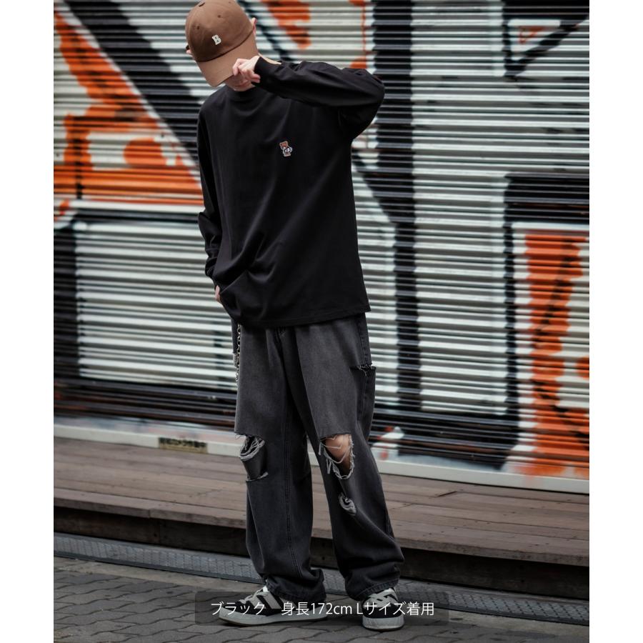 長袖Tシャツ メンズ SIDEWAY STANCE サイドウェイスタンス オリジナル ワンポイント 刺しゅう ロンT カットソー スケータークマ 大きめ アメカジ カジュアル | improves | 09