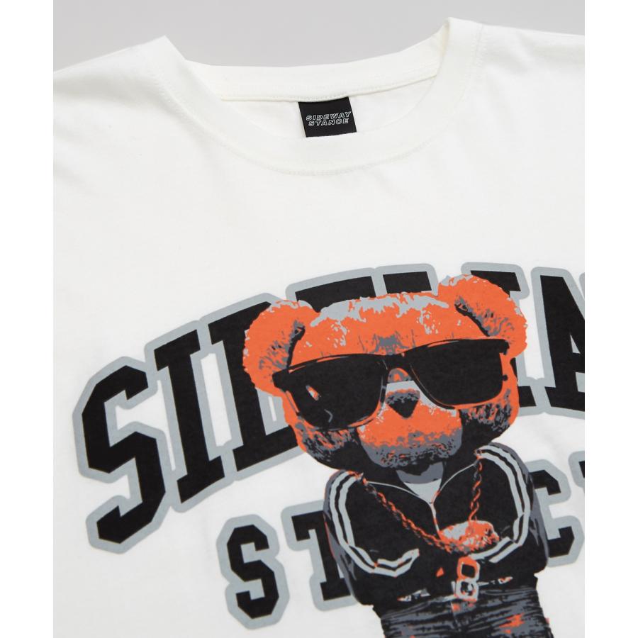 半袖Tシャツ メンズ SIDEWAY STANCE サイドウェイスタンス オリジナルプリント グラフィック クマ マスコット カレッジロゴ オーバーサイズ 大きめ | improves | 20