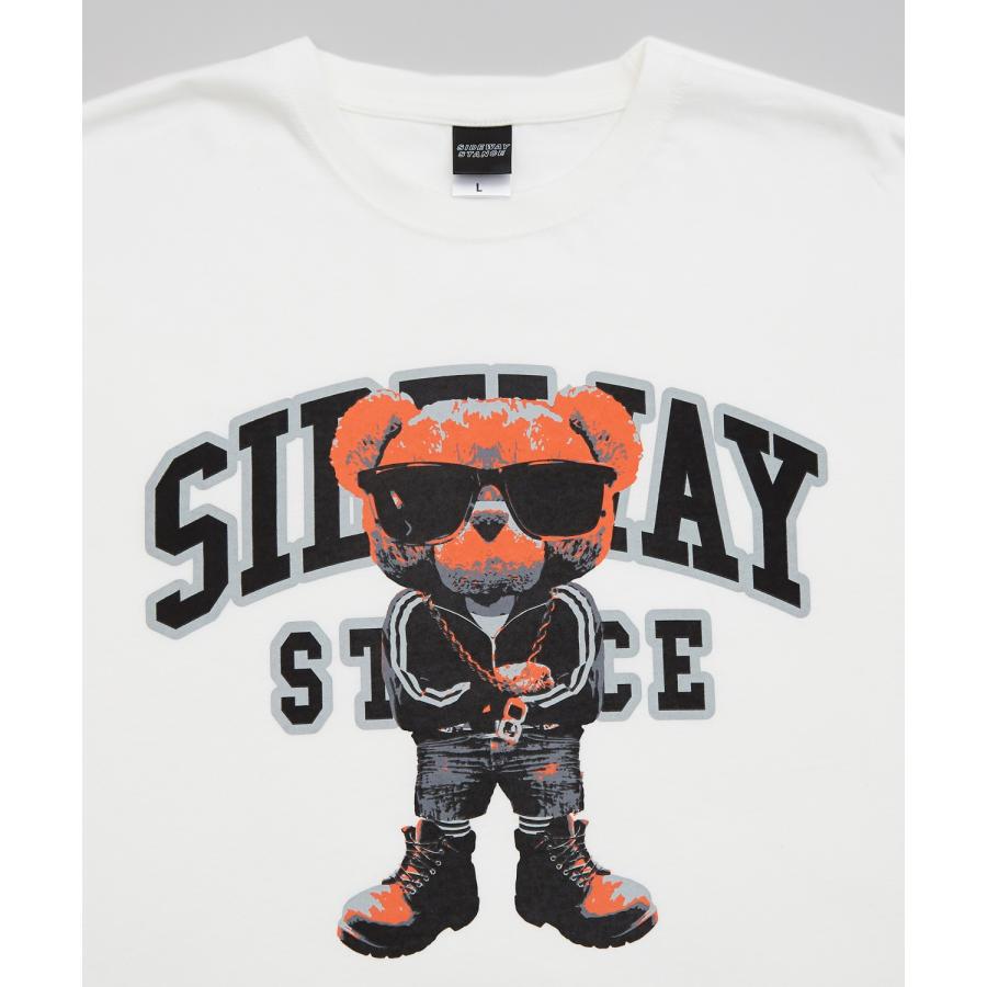 半袖Tシャツ メンズ SIDEWAY STANCE サイドウェイスタンス オリジナルプリント グラフィック クマ マスコット カレッジロゴ オーバーサイズ 大きめ | improves | 21