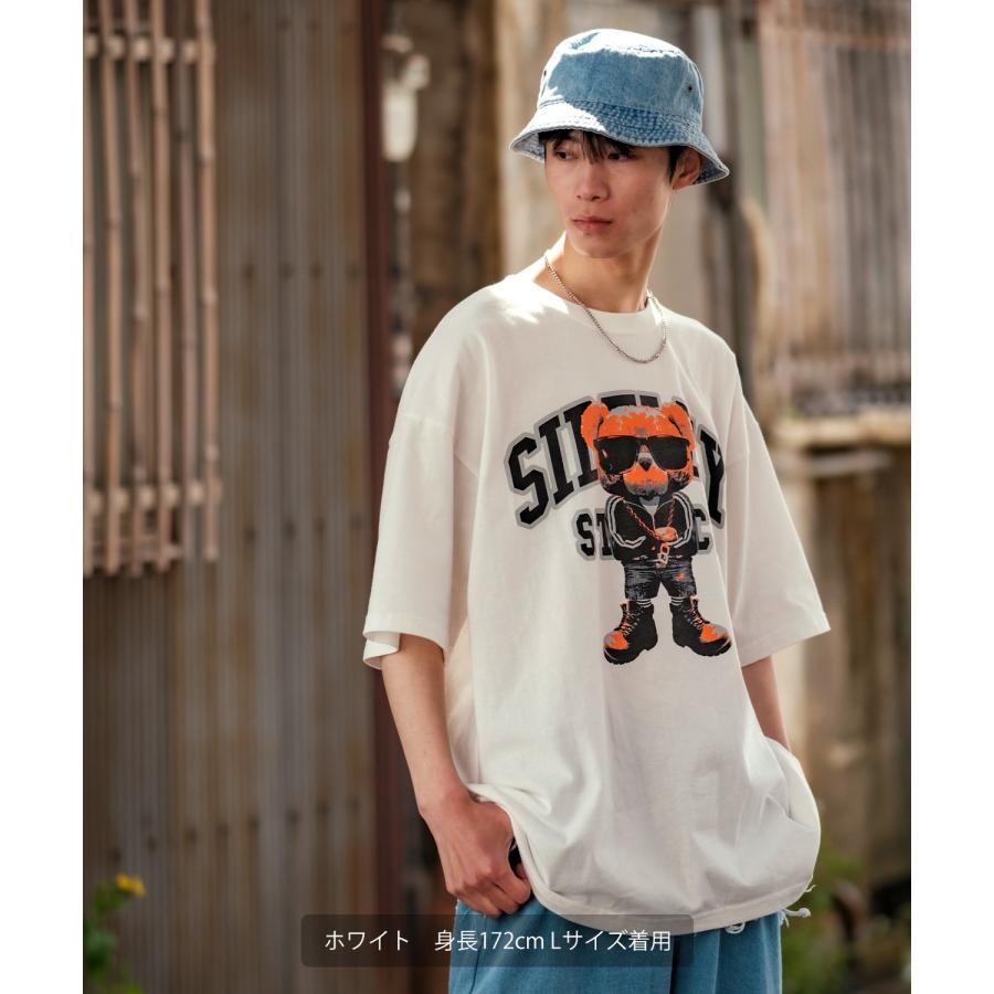 半袖Tシャツ メンズ SIDEWAY STANCE サイドウェイスタンス オリジナルプリント グラフィック クマ マスコット カレッジロゴ オーバーサイズ 大きめ | improves | 07