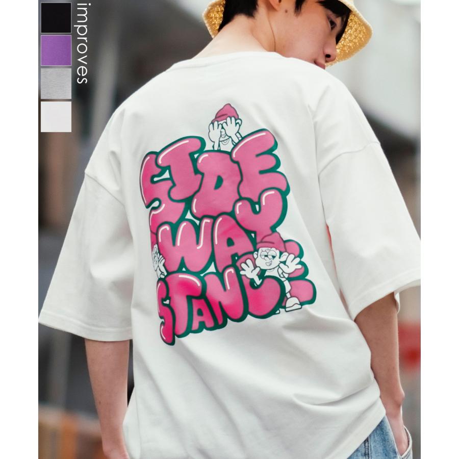 半袖Tシャツ メンズ SIDEWAY STANCE サイドウェイスタンス オリジナルプリント グラフィック いないいないばあ マスコット タギングロゴ オーバーサイズ 大きめ | improves