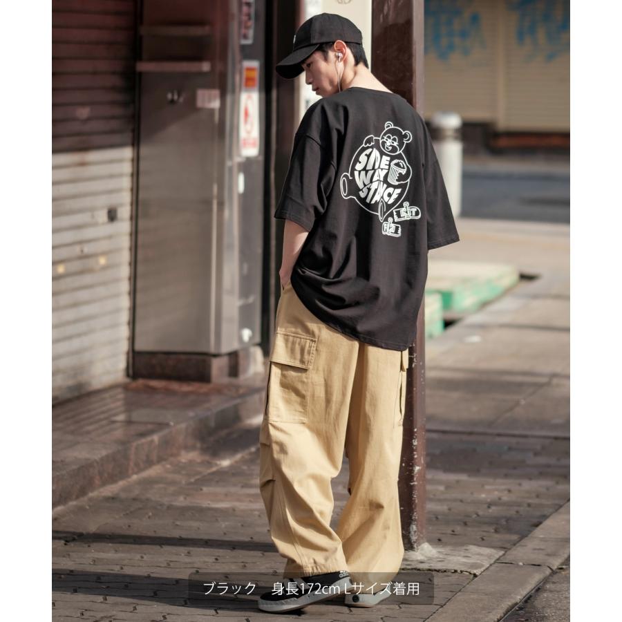 半袖Tシャツ メンズ SIDEWAY STANCE サイドウェイスタンス オリジナルプリント グラフィック スケボー クマ マスコット ロゴ オーバーサイズ 大きめ | improves | 20