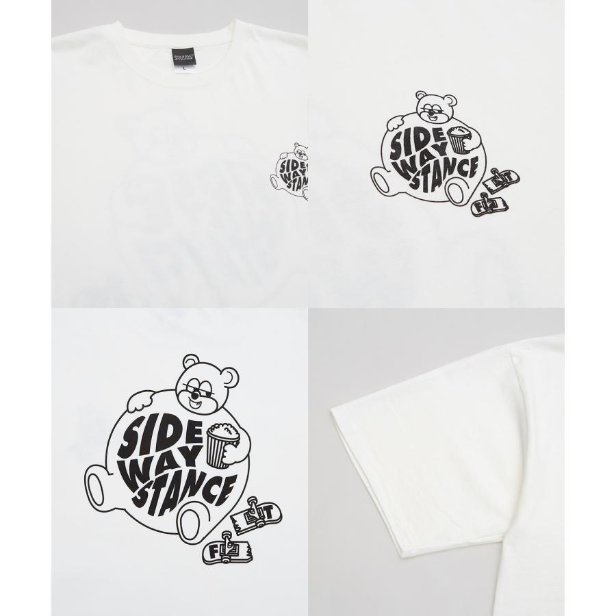 半袖Tシャツ メンズ SIDEWAY STANCE サイドウェイスタンス オリジナルプリント グラフィック スケボー クマ マスコット ロゴ オーバーサイズ 大きめ | improves | 23