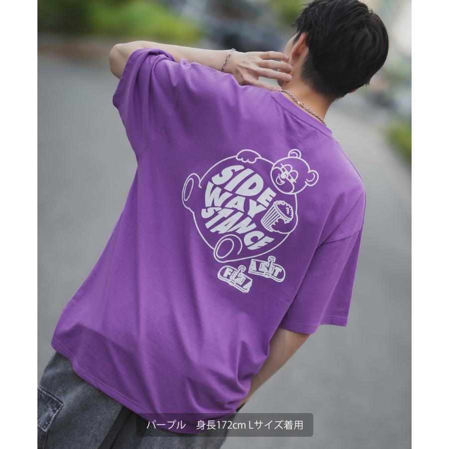 半袖Tシャツ メンズ SIDEWAY STANCE サイドウェイスタンス オリジナルプリント グラフィック スケボー クマ マスコット ロゴ オーバーサイズ 大きめ | improves | 07