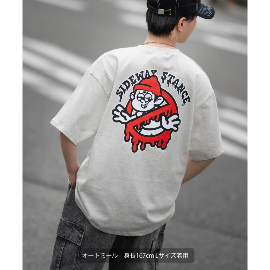 半袖Tシャツ メンズ SIDEWAY STANCE サイドウェイスタンス オリジナルプリント グラフィック 通行止め バスターズ マスコット オーバーサイズ 大きめ | improves | 16